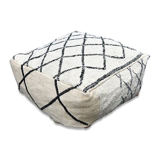 Poufs & Pillows - Beni Ourain vloerkussen – wit en zwart