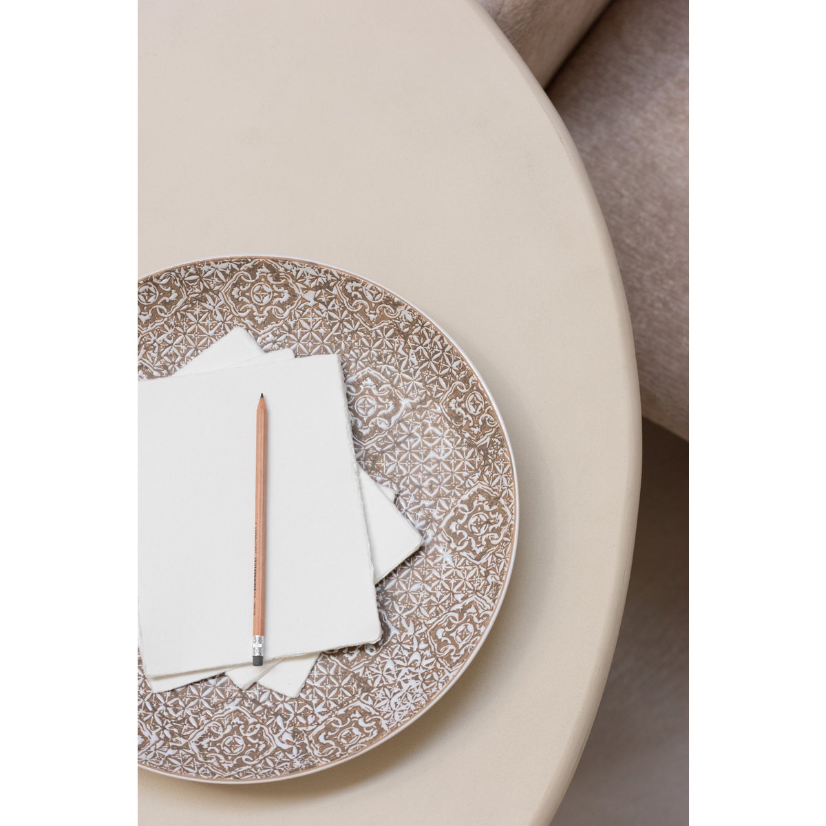 J-Line - Bord Decoratief Wabi Porselein Beige/Wit