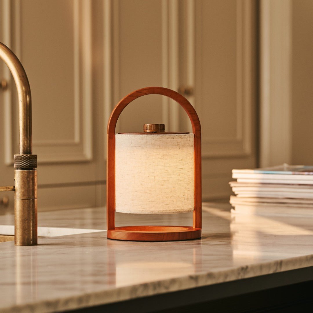 Tavellio-Amsterdam - Rivierkastanje houten oplaadbare lamp - dimbaar en draadloos licht