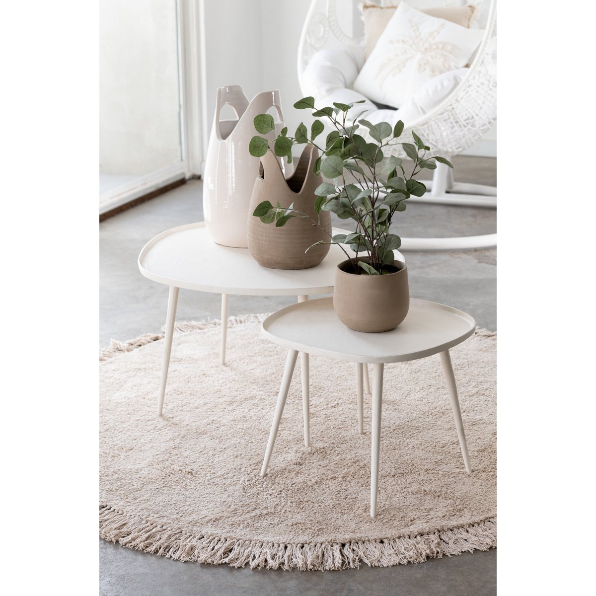 J-Line - Bloempot Effen - Keramiek - Beige - Large