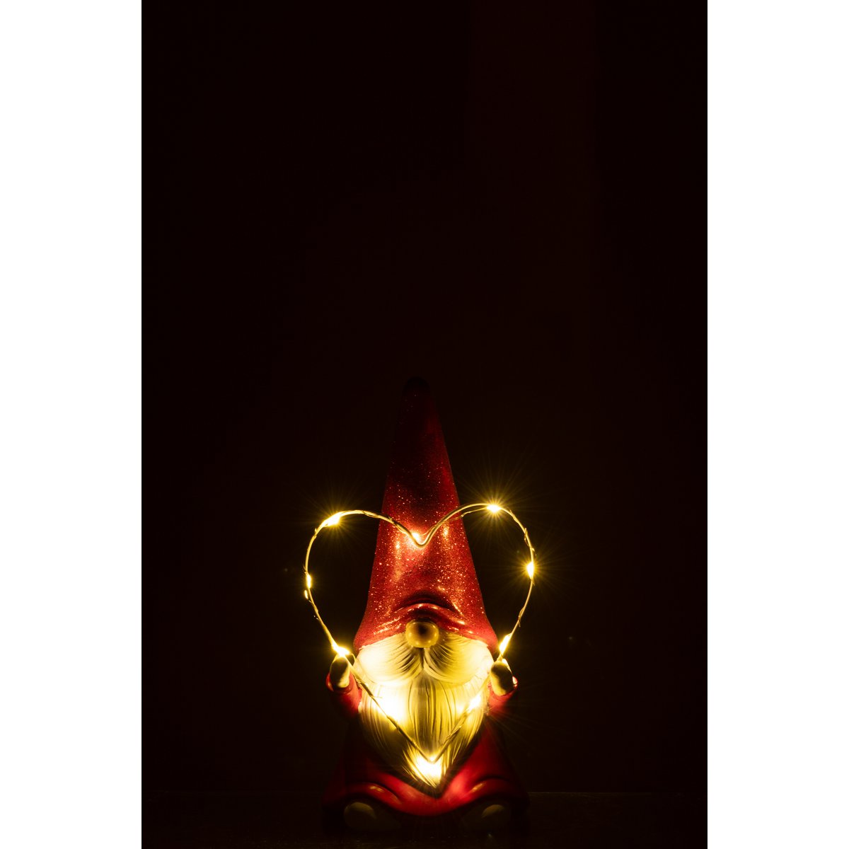 J-Line - Decoratief kerstfiguur 'Kerstman' (Maat L, LED, Wit/Rood)