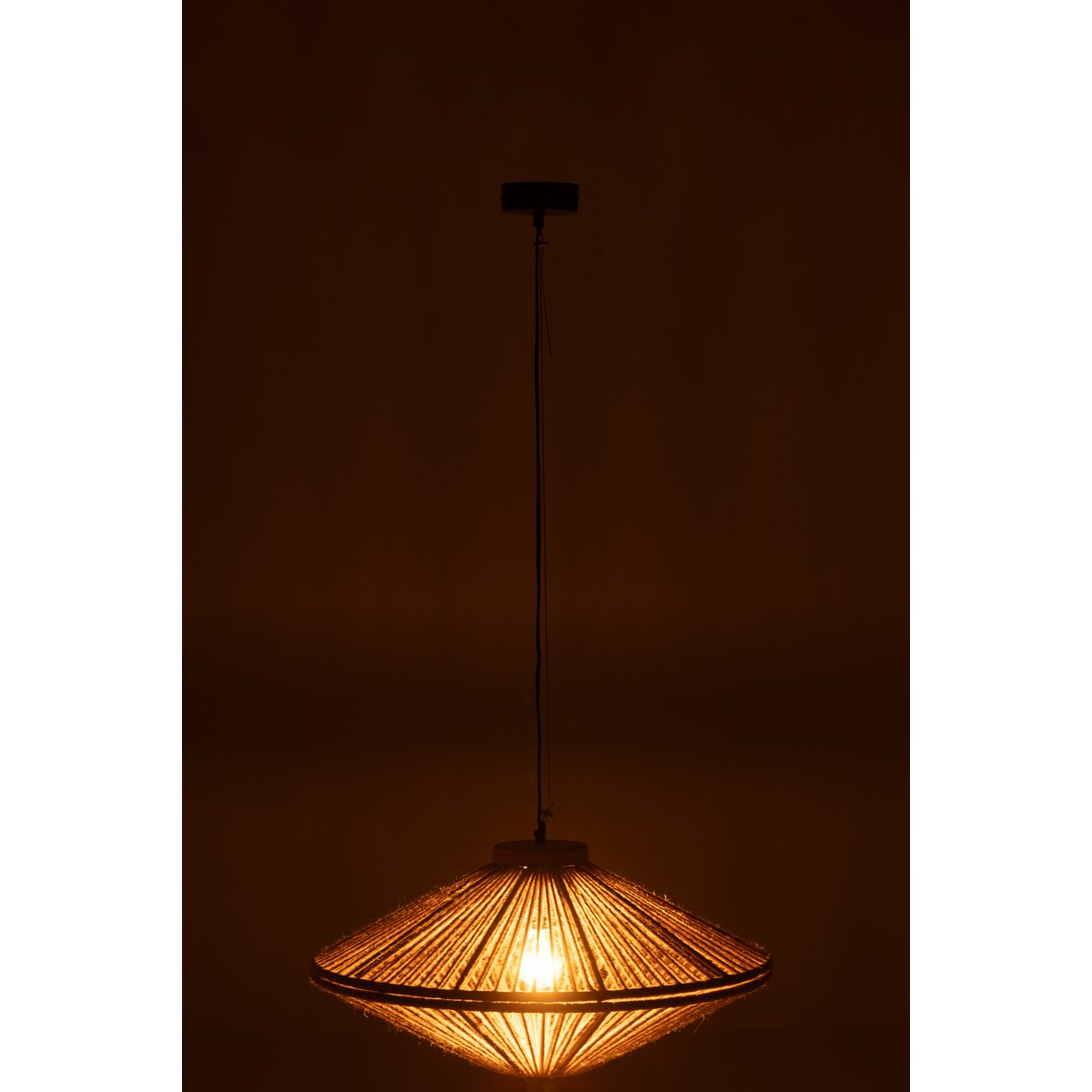 J-Line - Hanglamp Ovni Ijzer/Jute Naturel Small