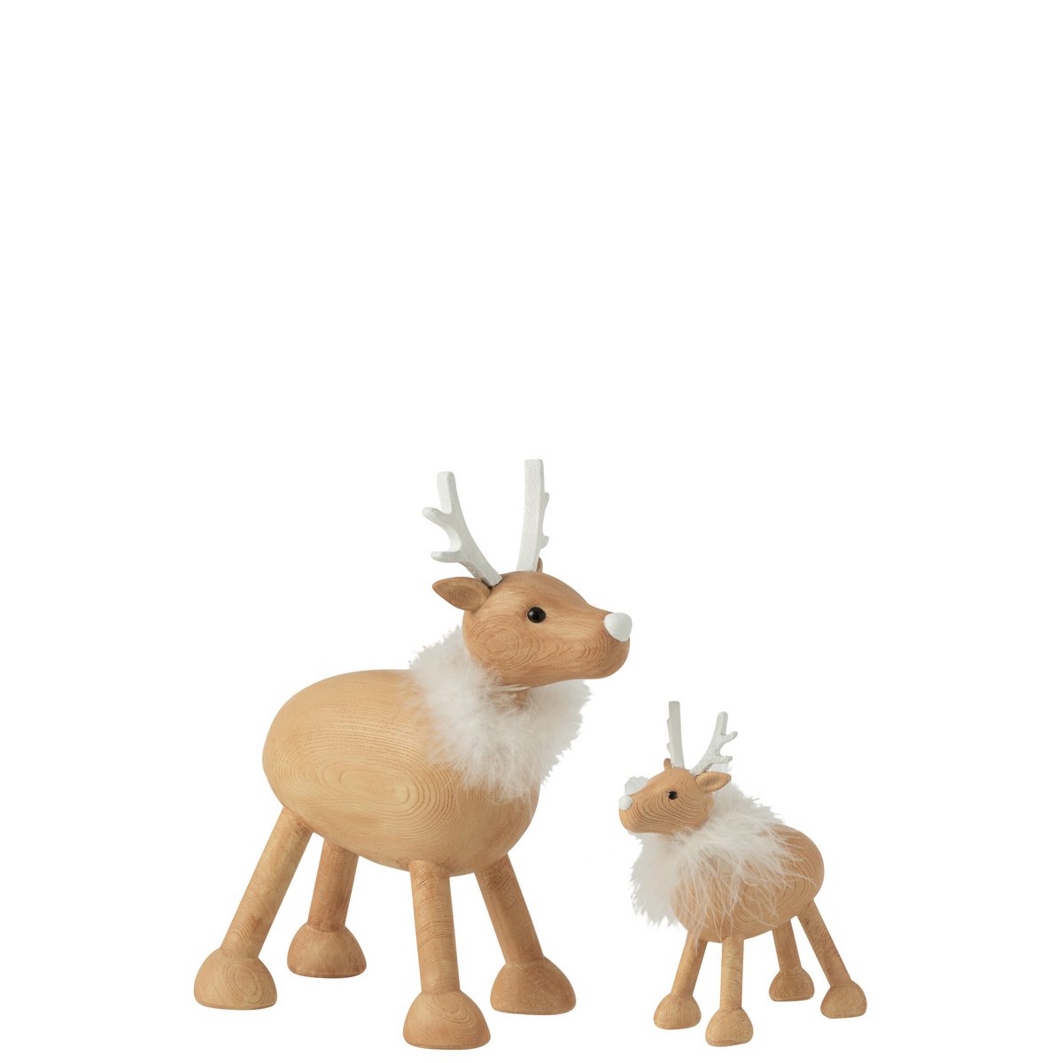 J-Line - Decoratief kerstfiguur 'Gransholm' (Naturel/Wit, Maat L)