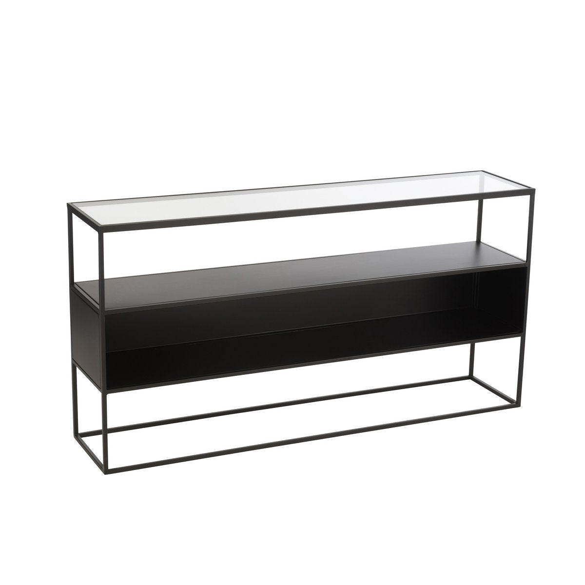 J-Line - Console Vierkant Metaal/Glas Zwart