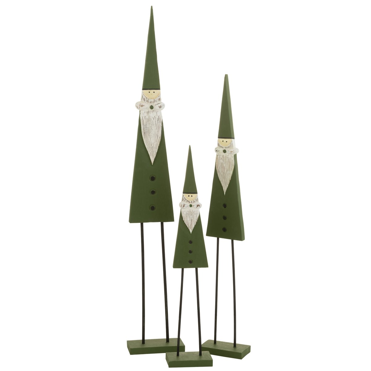 J-Line - Decoratief kerstfiguur 'Kerstman op voet' (Groen, Maat L)