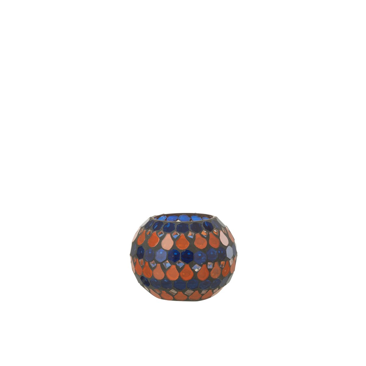 J-Line - Waxinelichthouder Mozaiek Druppel Glas Oranje/Blauw Small