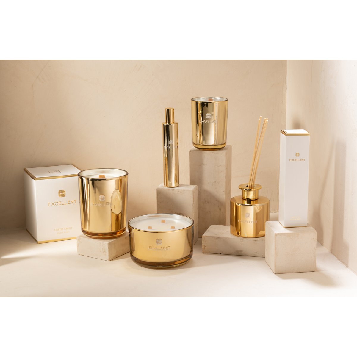 J-Line - Geurkaars Excellent - Golden Honey - Goud - S - 50U