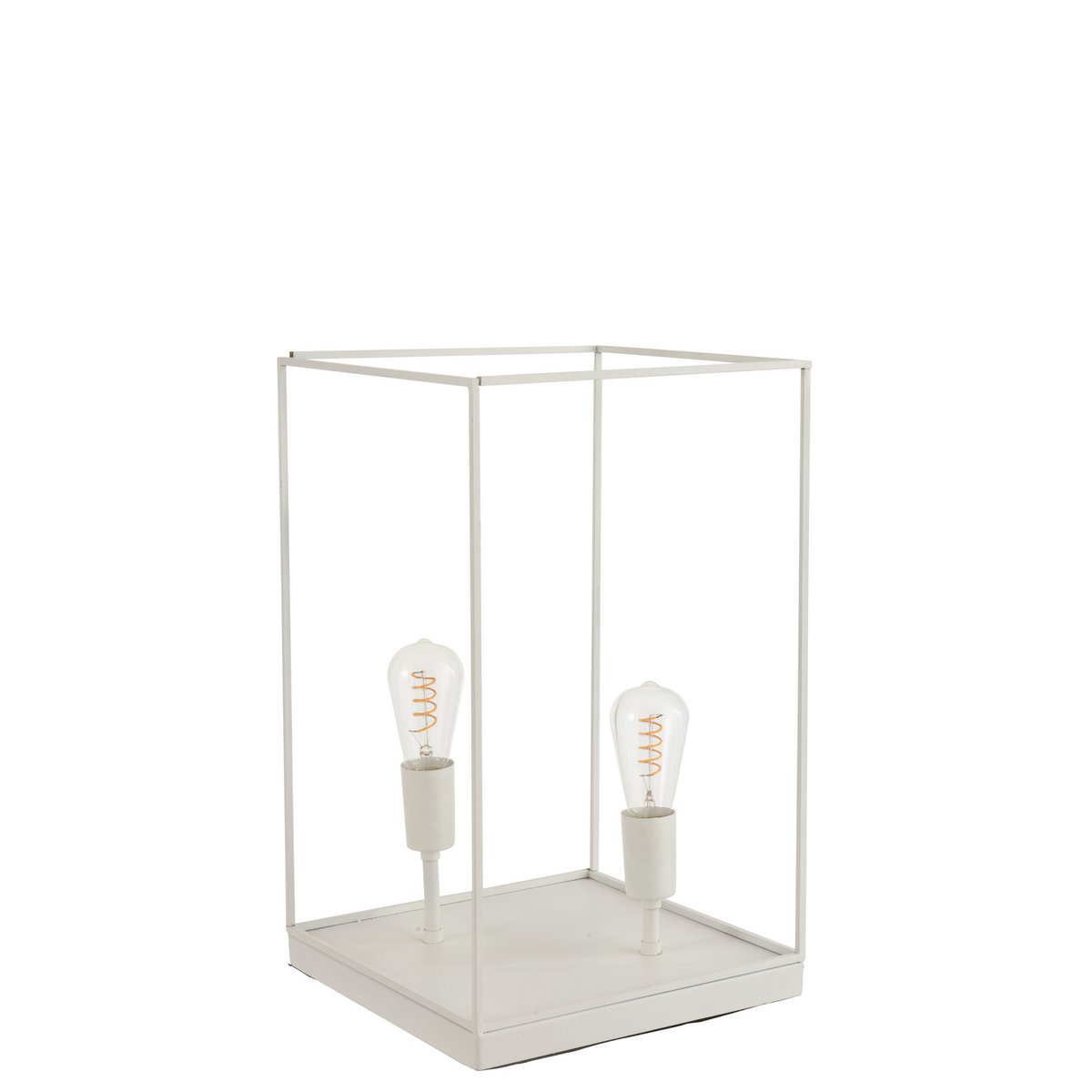 J-Line - 2 Lampen Rechthoekige Frame Tafellamp - Metaal - Wit - L