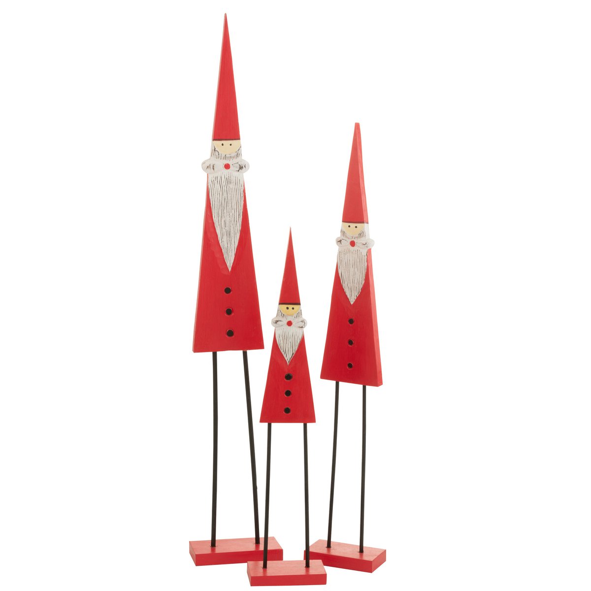 J-Line - Decoratief kerstfiguur 'Kerstman op voet' (Rood, Maat L)