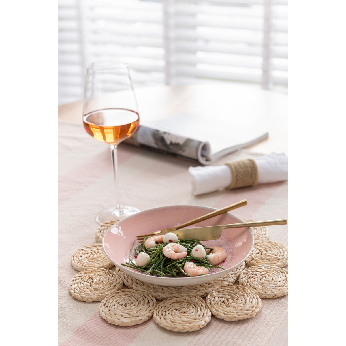 J-Line - Rond Bloem Placemat - Jute - Naturel