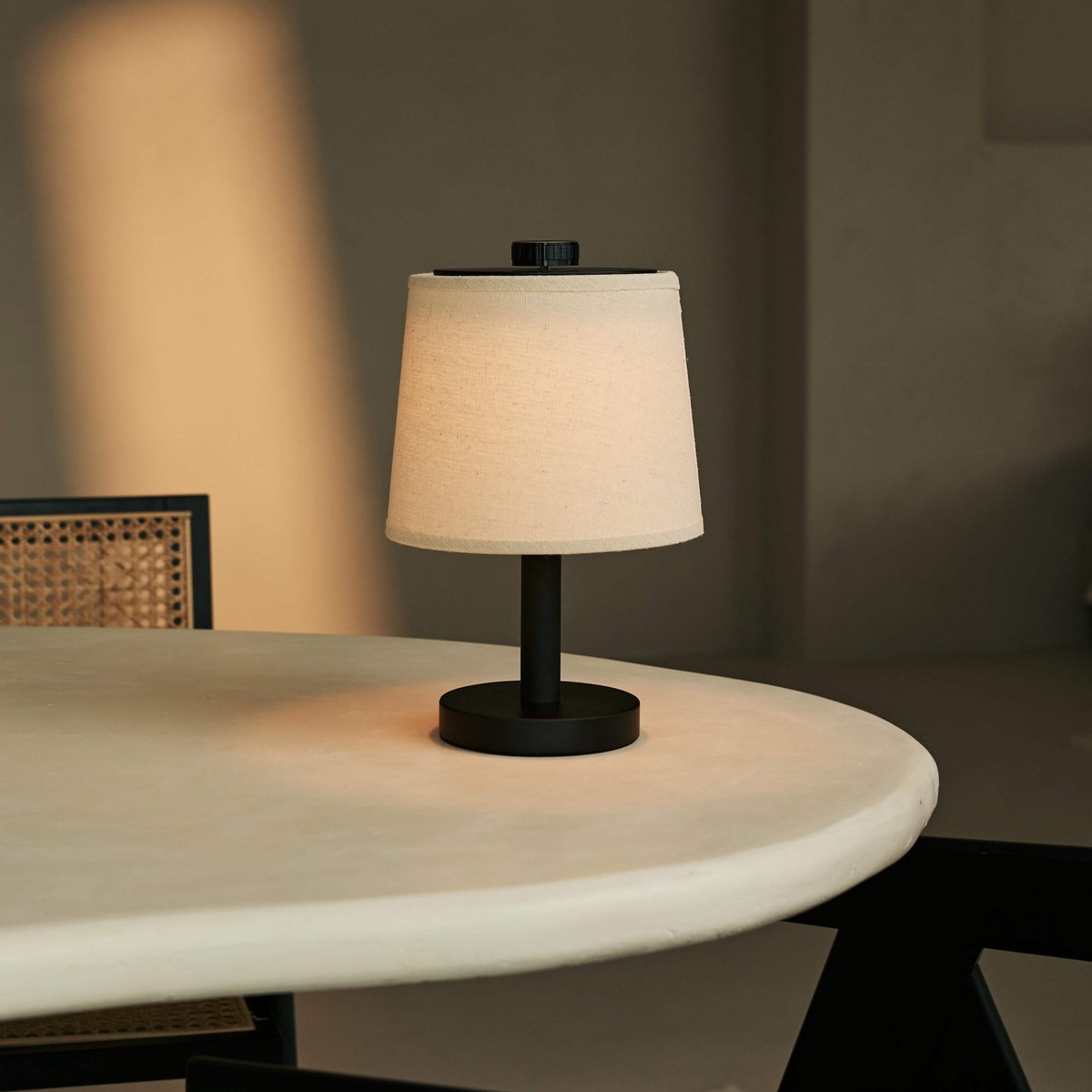 Tavellio-Amsterdam - Rover zwarte houten lamp - oplaadbare, draadloze en dimbare schaduw