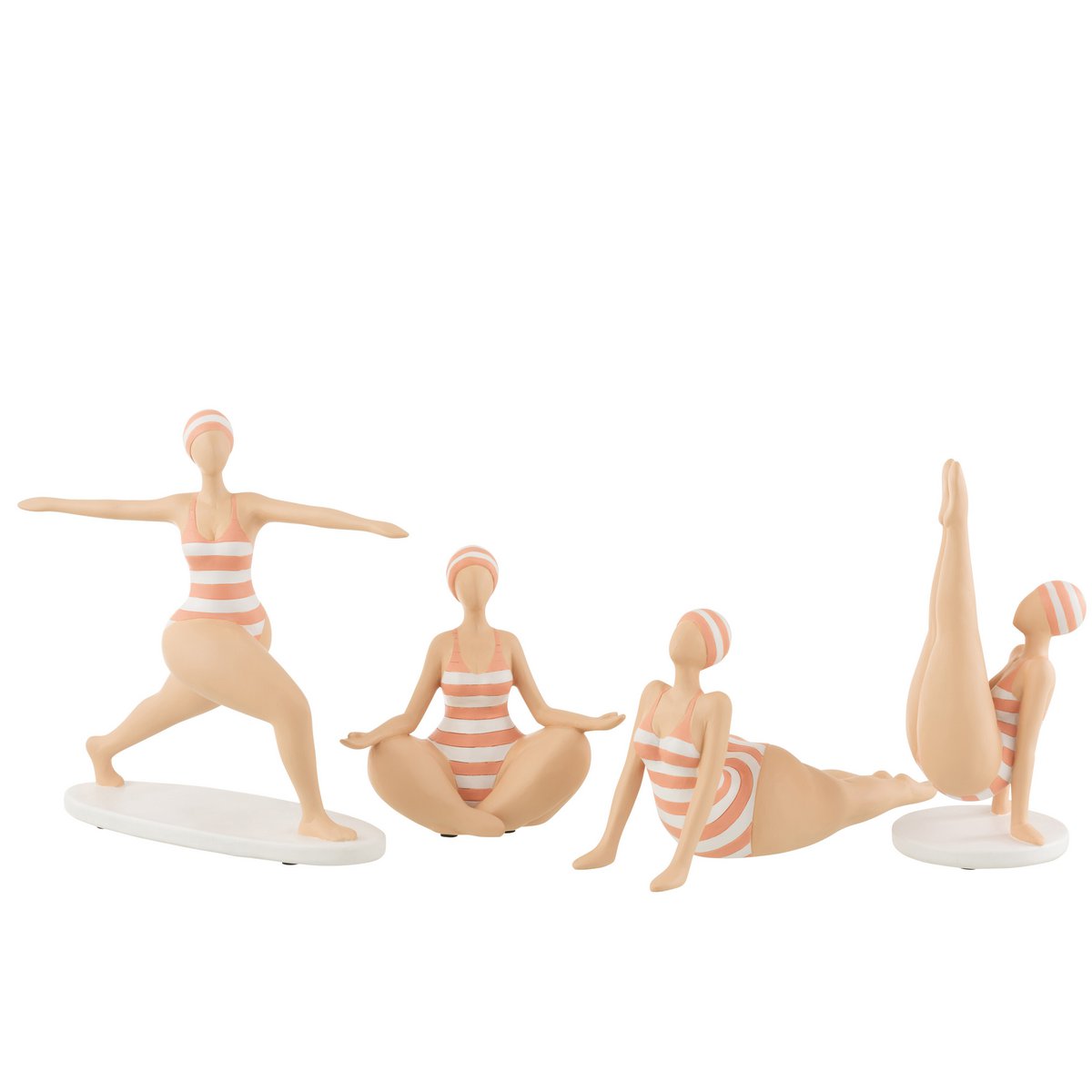 J-Line - Decoratie Vrouw Yoga Stretch - Polyresin - Oranje