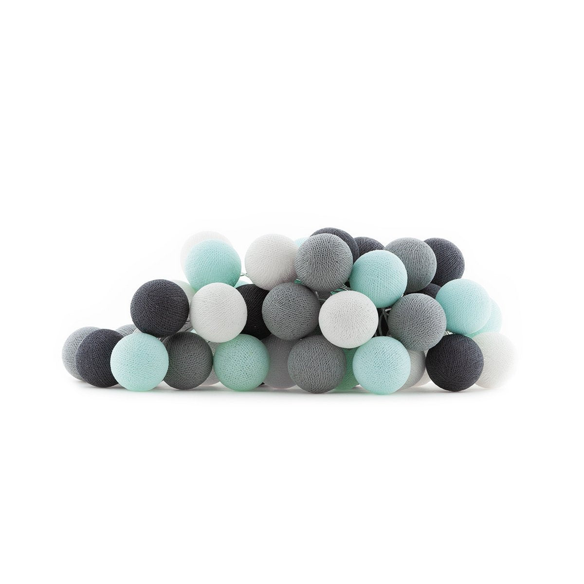 Cotton Ball Lights - Indoor regular Lichtslinger - Aqua Grey - 35 cotton balls