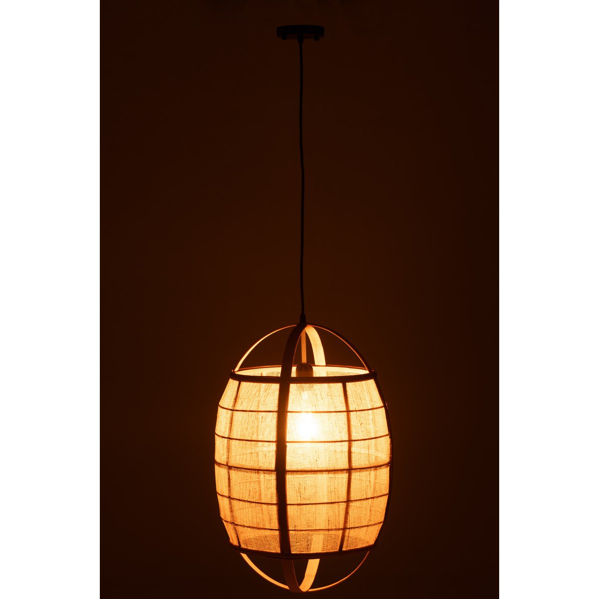 J-Line - Hanglamp Ion Linnen/Bamboe Naturel Small