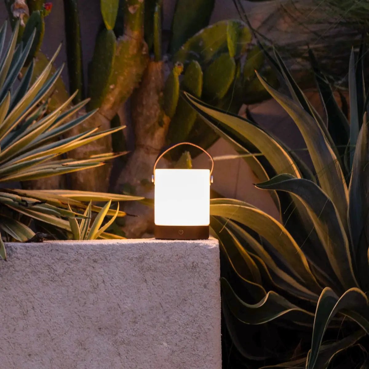 Tavellio-Amsterdam - Avery donkerbruine oplaadbare houten tafellamp – draadloos en dimbaar met leren band