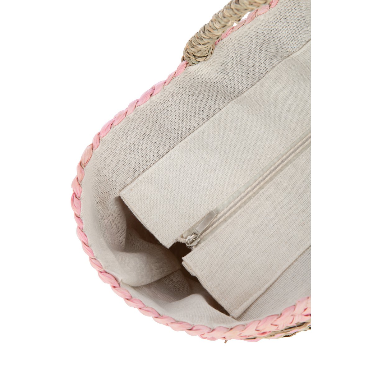 J-Line - Strandtas 'Garcia' (Naturel, Jute, Roze)