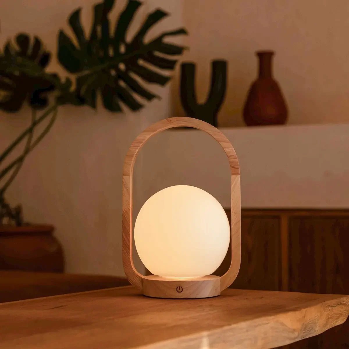 Tavellio-Amsterdam - Skye Lichtbruine Houten Snoerloze Lamp | Oplaadbaar en dimbaar ontwerp