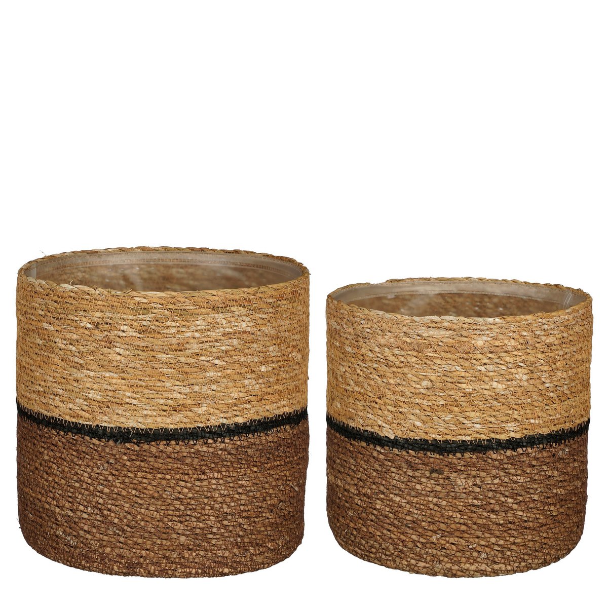 Mica Decorations - Damian Plantenmand - Set van 2 - H20 x Ø20 cm - Zeegras - Bruin