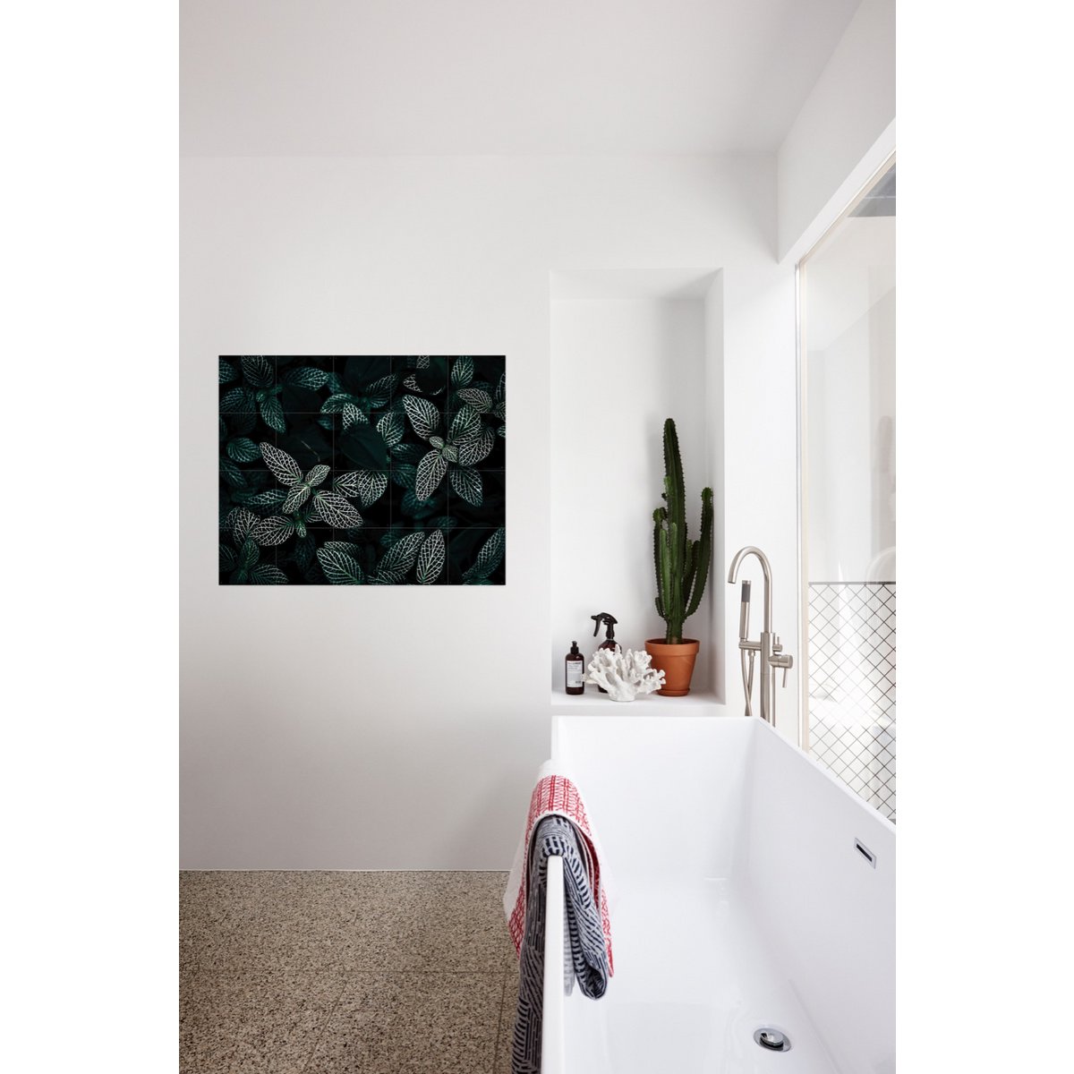 IXXI - Cactus en bladeren Wall art - Poster - Wanddecoratie - S - 100x80 - grey