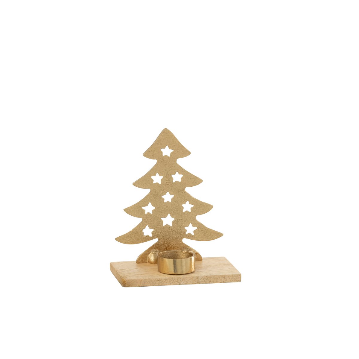 J-Line - Kaarsenhouder 'Kerstboom' (Goud, Maat S, Set van 2)