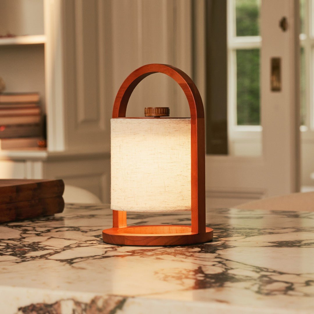 Tavellio-Amsterdam - Rivierkastanje houten oplaadbare lamp - dimbaar en draadloos licht