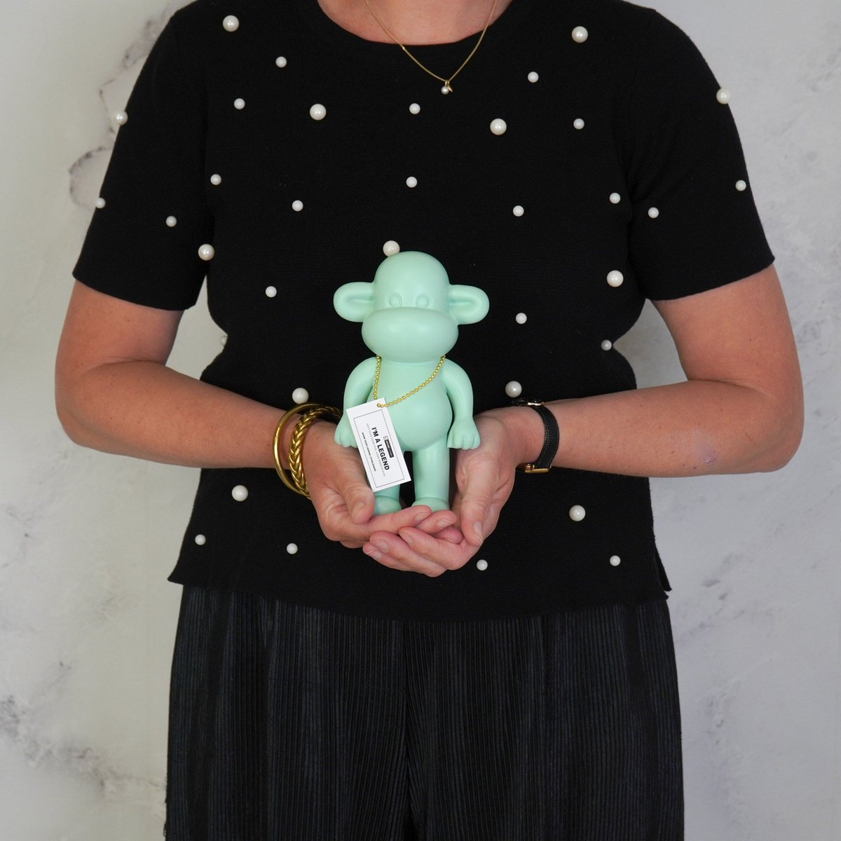 Housevitamin - Ornament - Monkey Figurine 'The Legend' - Polyresin - Mintgreen - 11x7x19cm