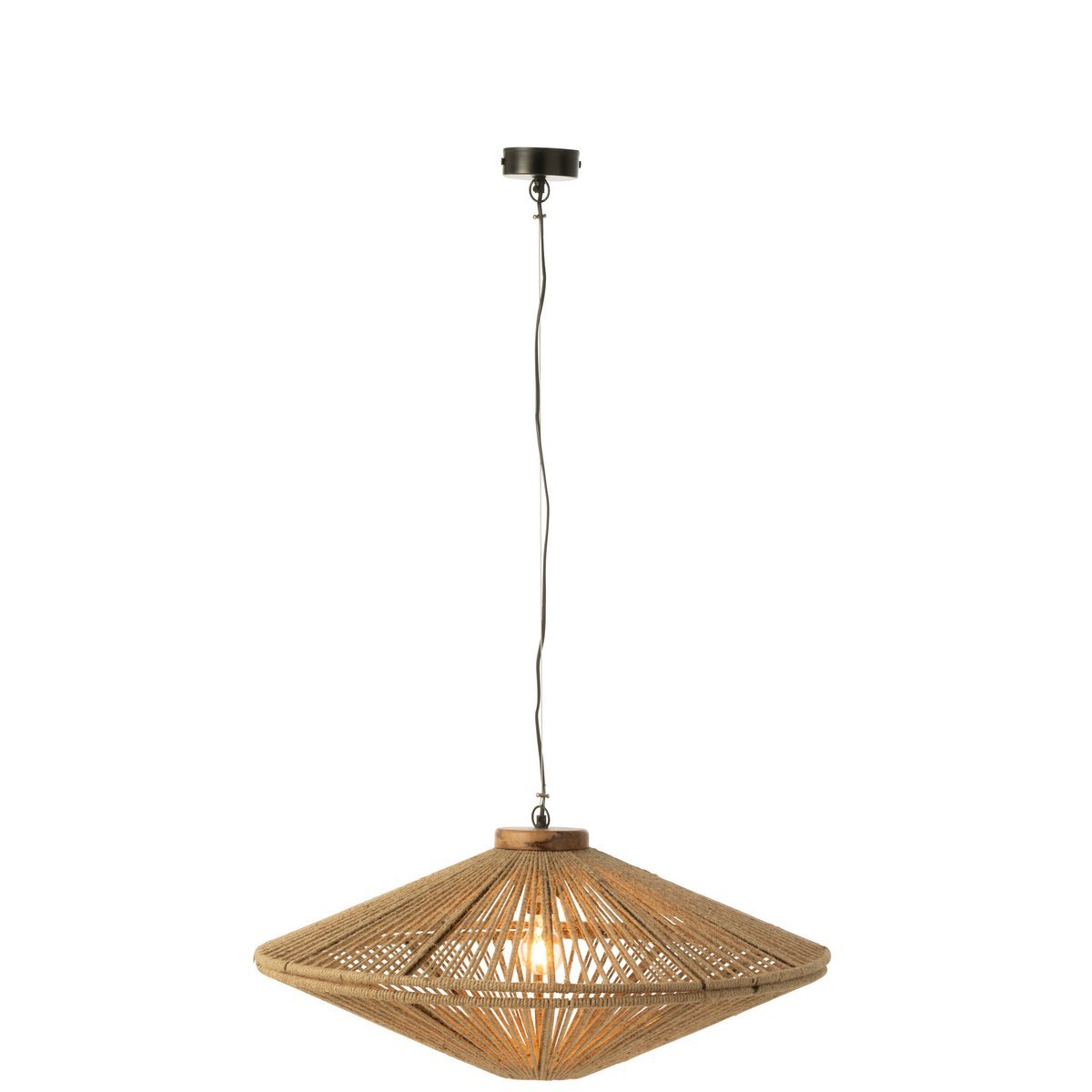 J-Line - Hanglamp Ovni Ijzer/Jute Naturel Medium