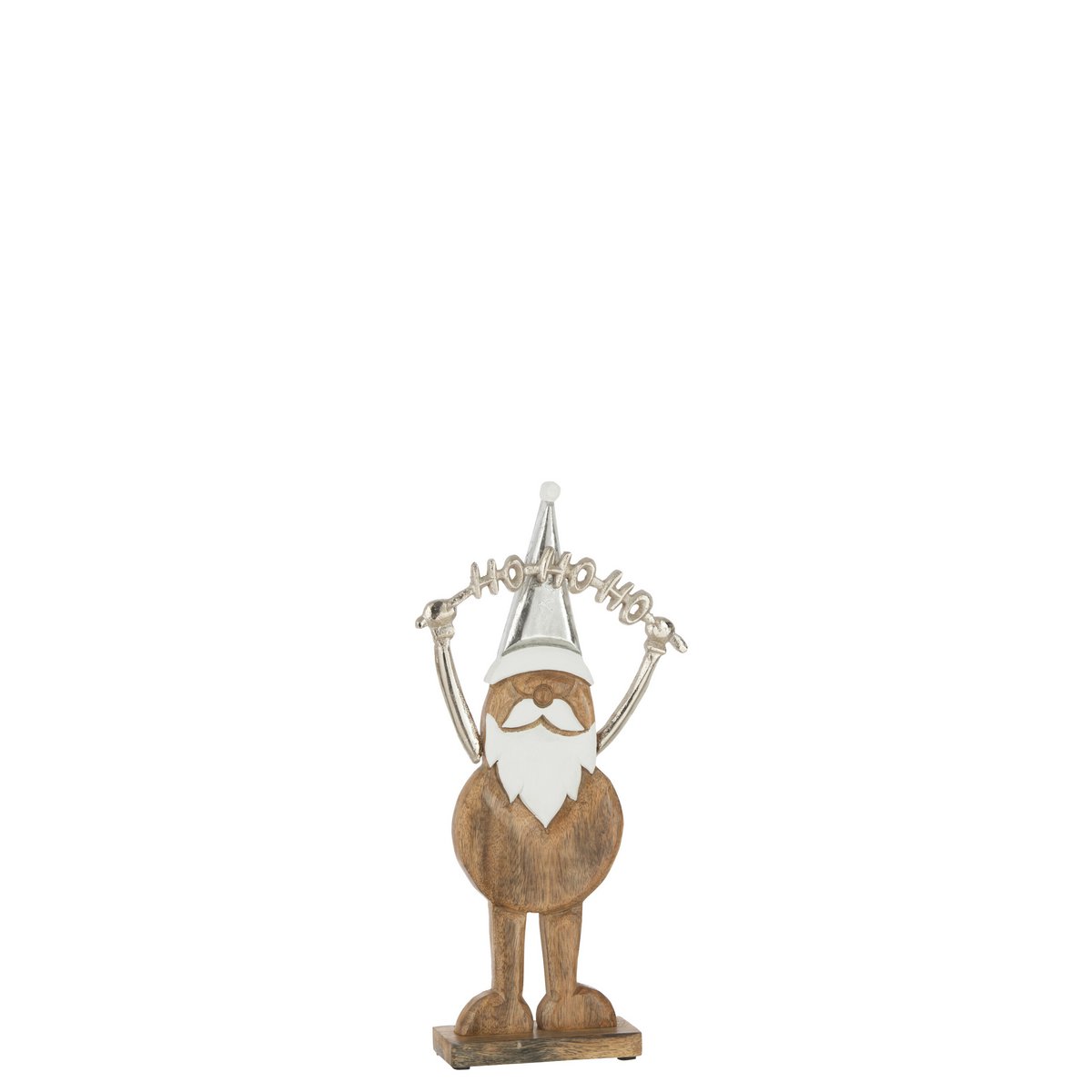 J-Line - Decoratief kerstfiguur 'Hohoho' (Maat S, Zilver)