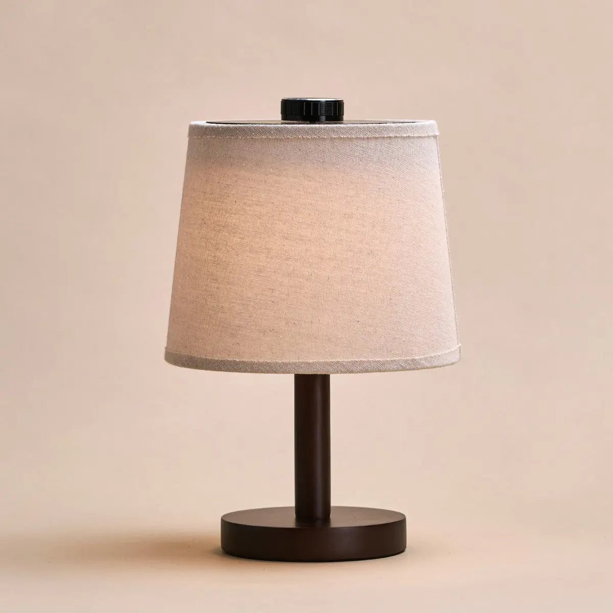 Tavellio-Amsterdam - Rover donkerbruine houten lamp – oplaadbare, draadloze en dimbare lampenkap