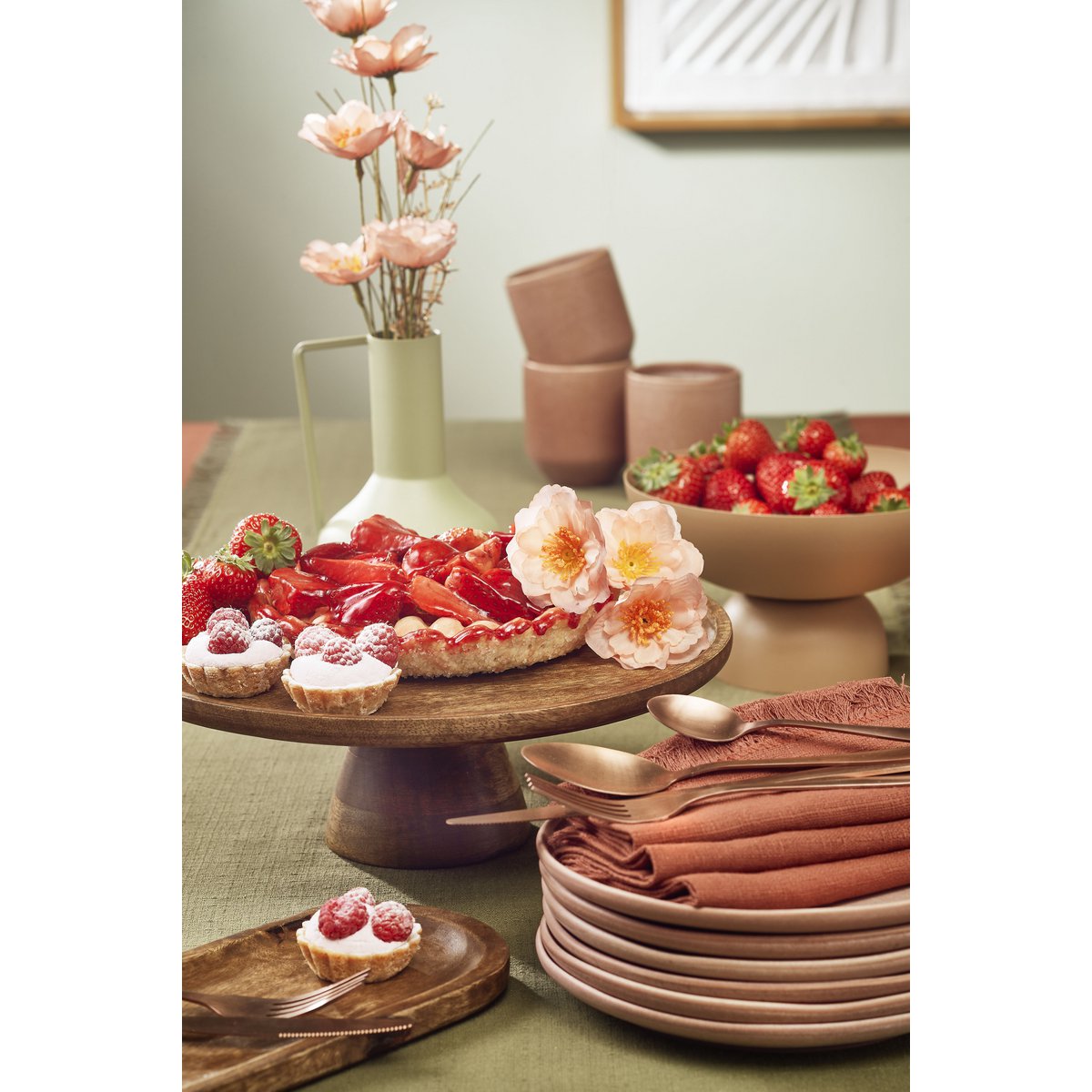 Mica Decorations - Tallo Taartplateau - H10 x Ø30 cm - 100% FSC Mangohout - Donkerbruin