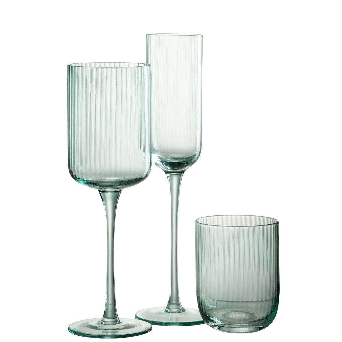 J-Line - Louise Champagneglas - Glas - Transparant/Groen