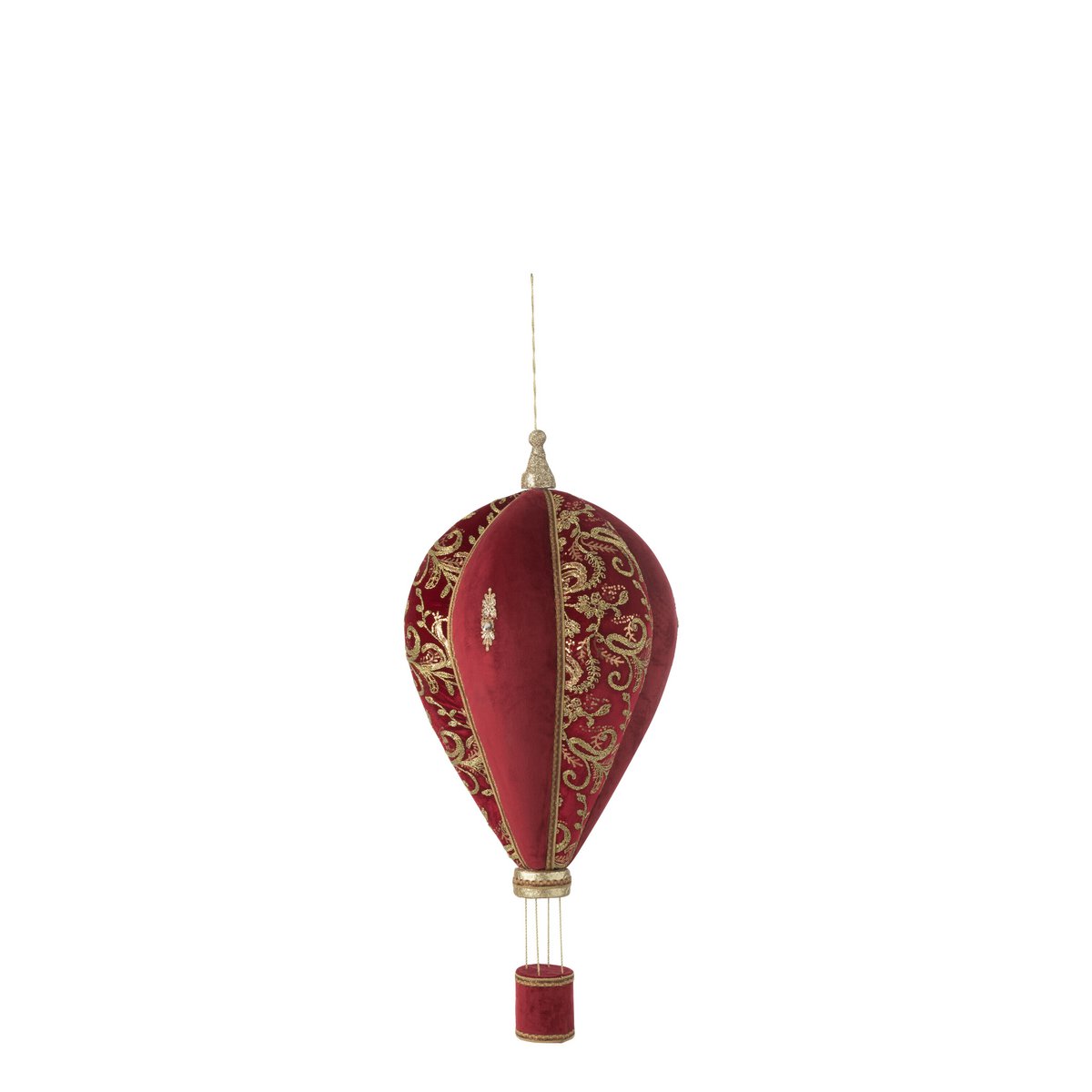 J-Line - Decoratieve hanger 'Heteluchtballon' (Rood/Goud, Maat M)