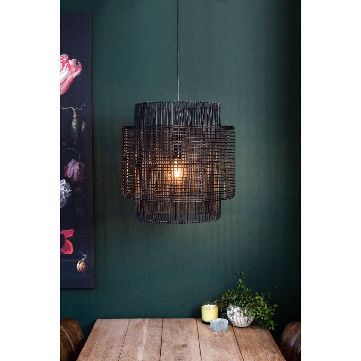 1304 Design - Hanglamp BRANDON mat zwart Ø40x45cm