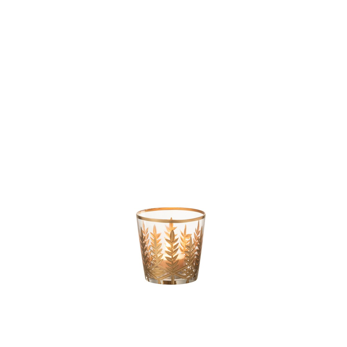 J-Line - Windlicht Chloe -  Glas - Transparant/Goud - Small