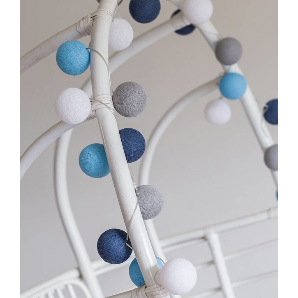 Cotton Ball Lights - Indoor regular Lichtslinger - Sailor Blue - 20 cotton balls