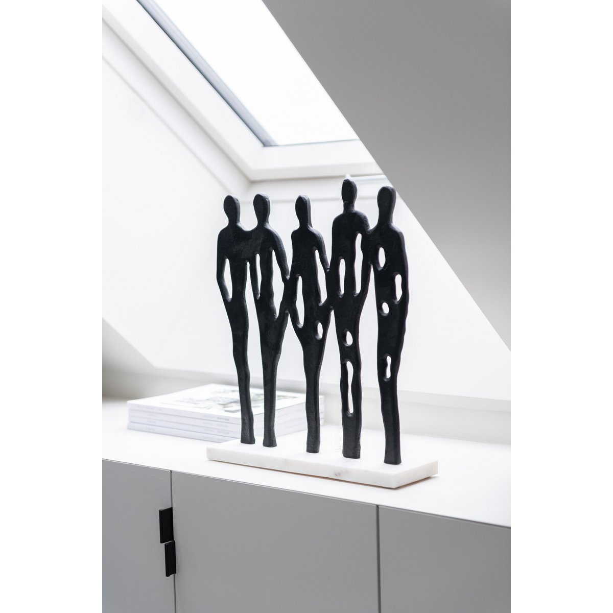 J-Line - Figuur Op Rij Aluminium/Marmer Zwart/Wit