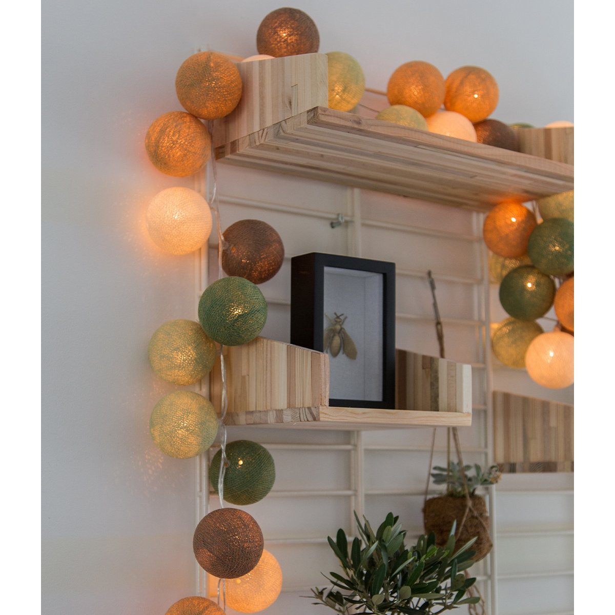 Cotton Ball Lights - Indoor regular Lichtslinger - Forest Green - 35 cotton balls