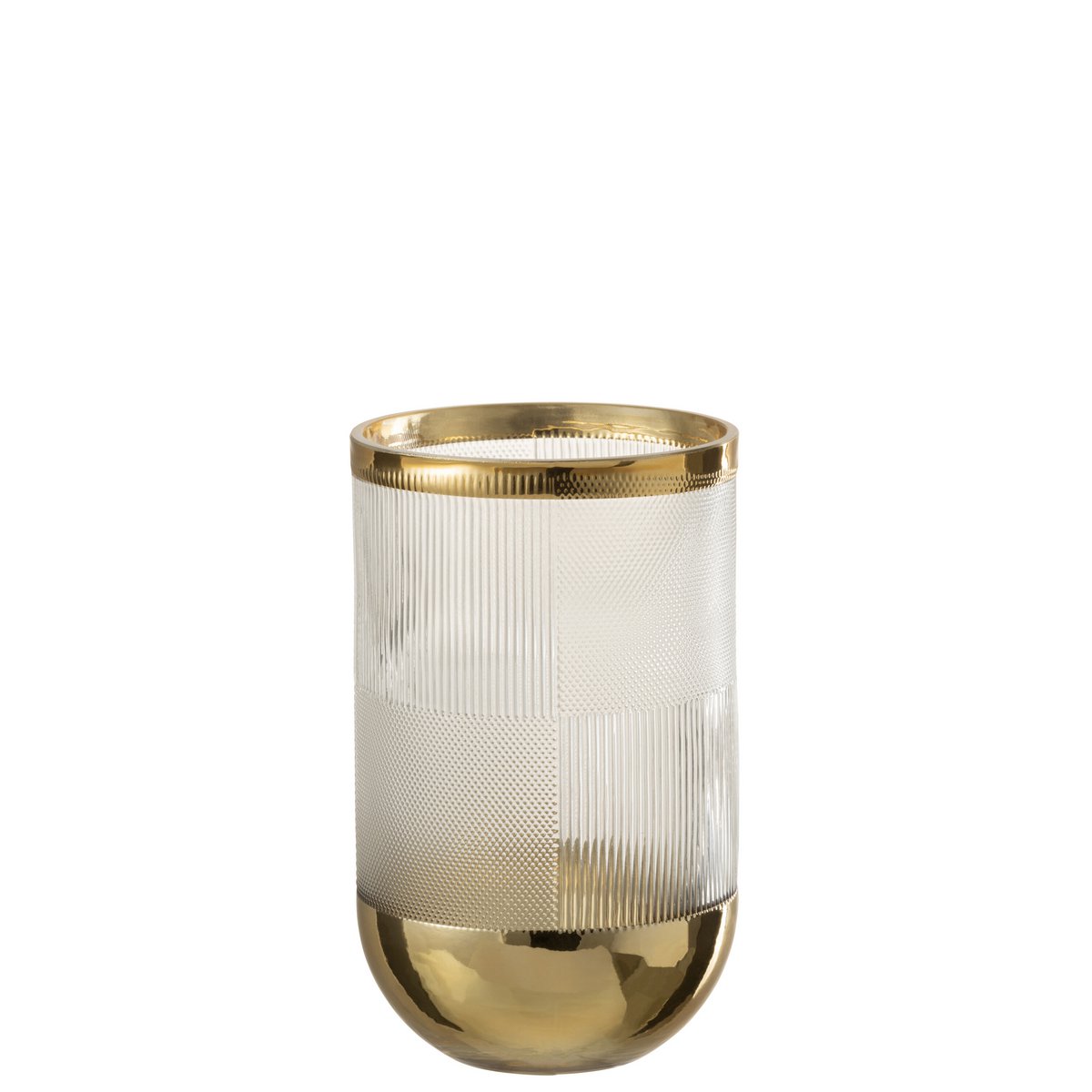 J-Line - Vaas Cylinder Motief - Glas - Transparant/Goud - Small