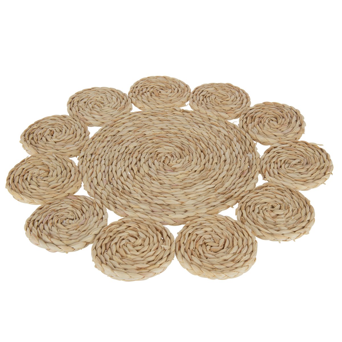 J-Line - Rond Bloem Placemat - Jute - Naturel