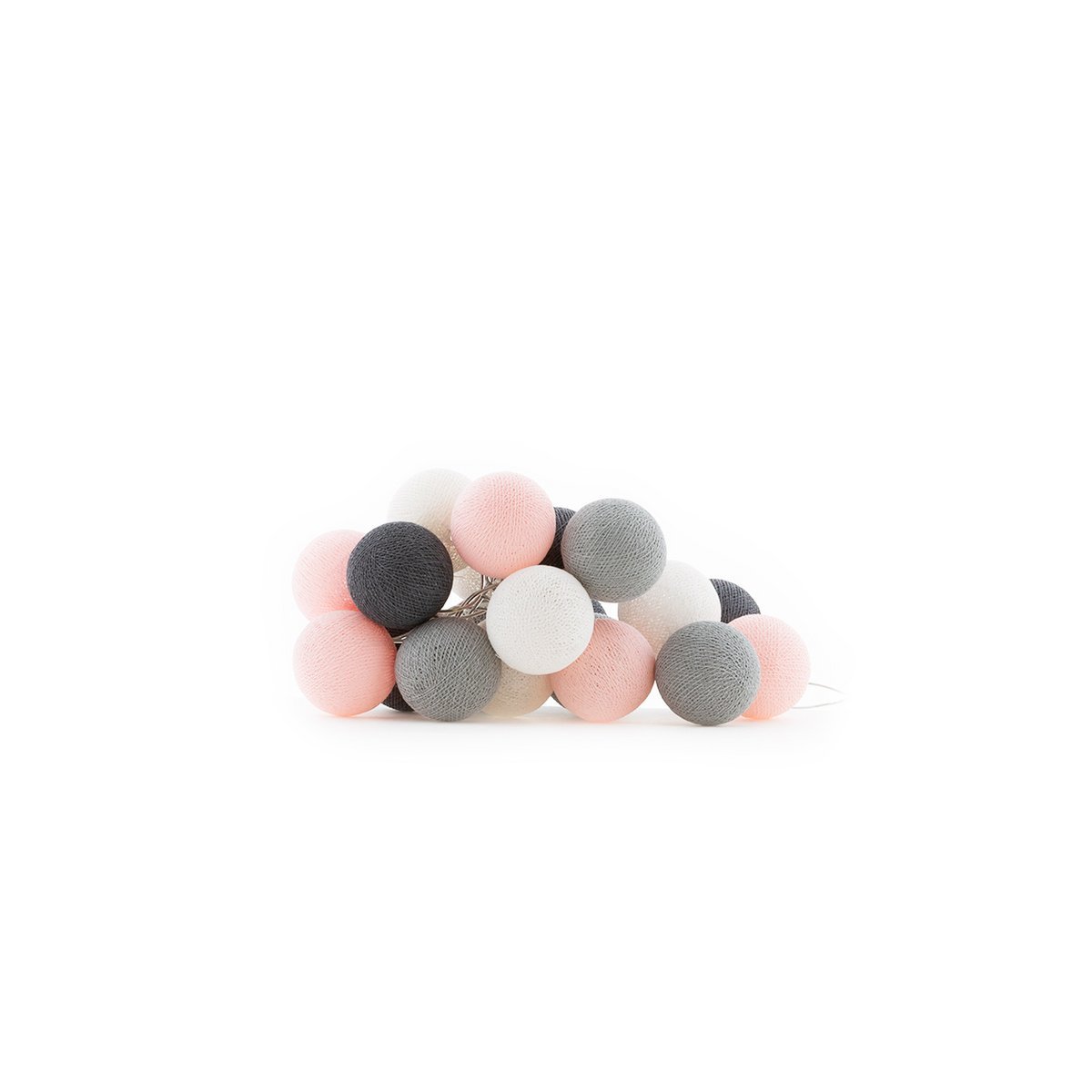 Cotton Ball Lights - Indoor regular Lichtslinger - Pink/Grey - 50 cotton balls