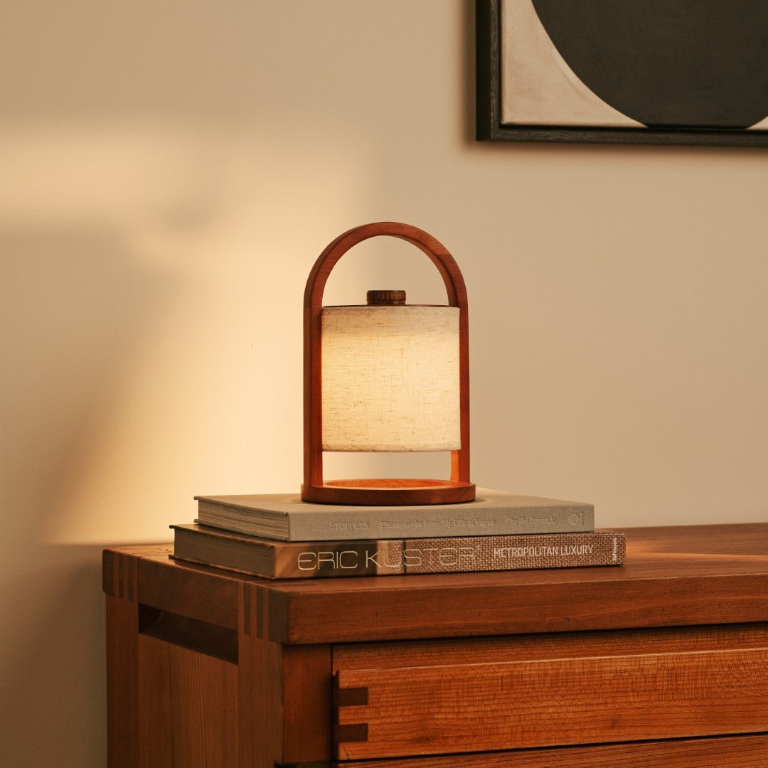 Tavellio-Amsterdam - Rivierkastanje houten oplaadbare lamp - dimbaar en draadloos licht