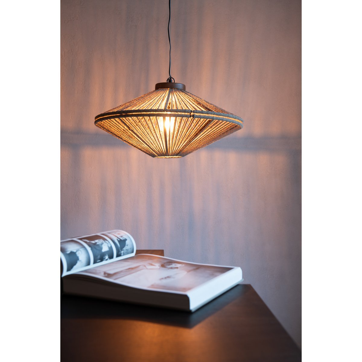 J-Line - Hanglamp Ovni Ijzer/Jute Naturel Small