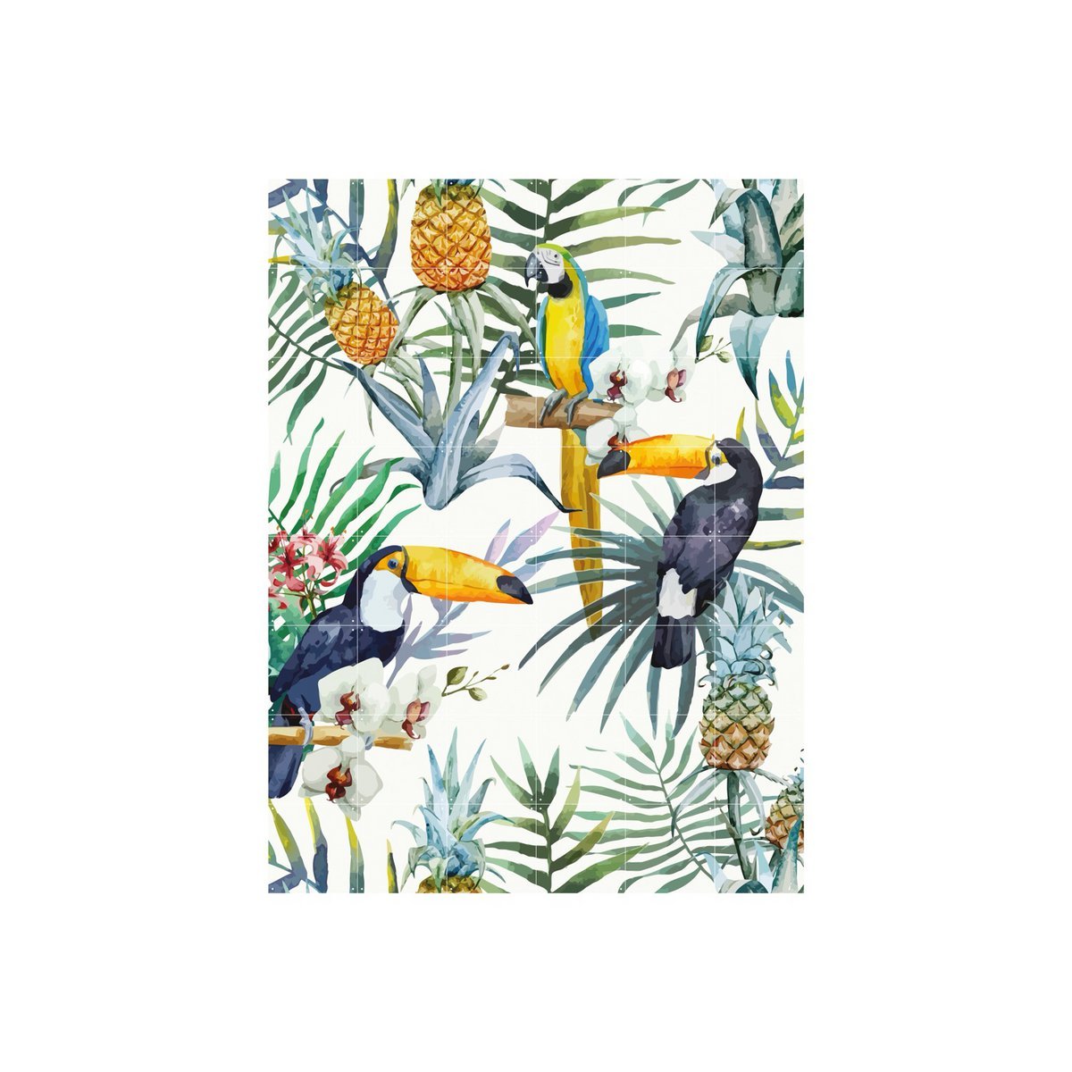 IXXI - Tiger jungle & Toucan family Wall art - Poster - Wanddecoratie - S - blue