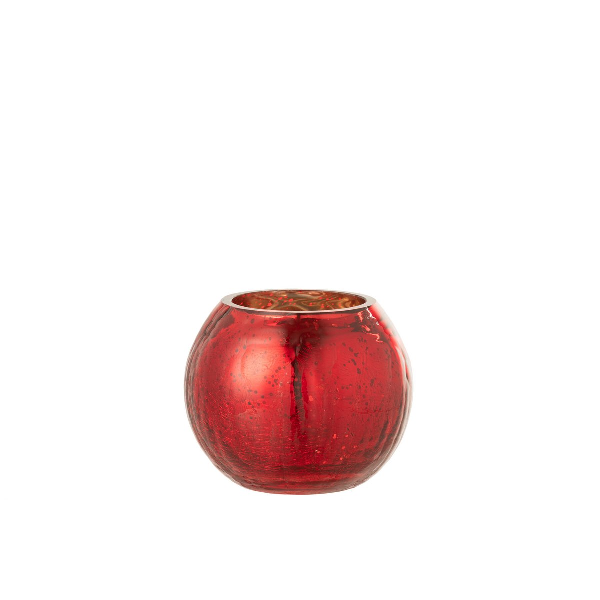 J-Line - Windlicht Bol Parel Effect - Glas - Rood - Small