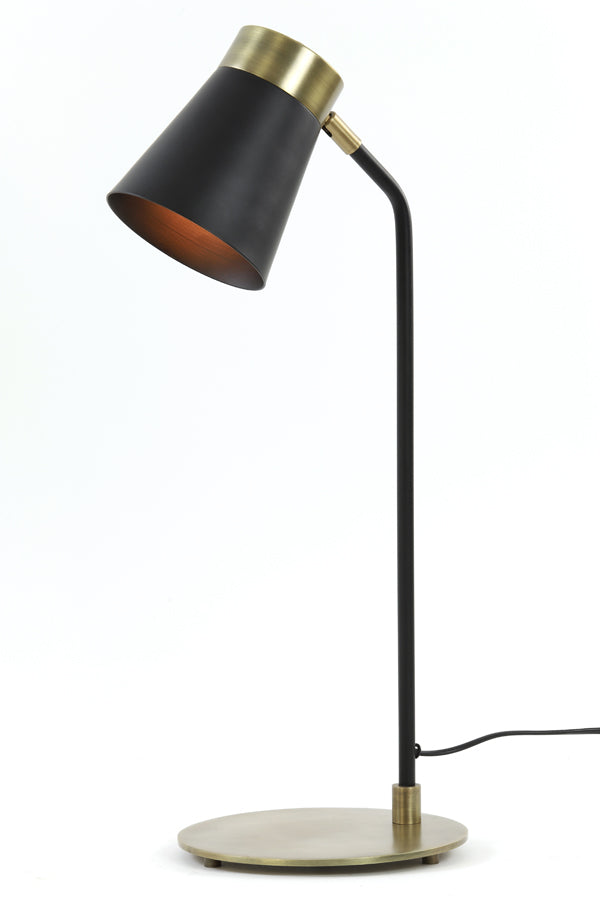 Light & Living - Bureaulamp 'Braja' (Matzwart & Antique Bronze)