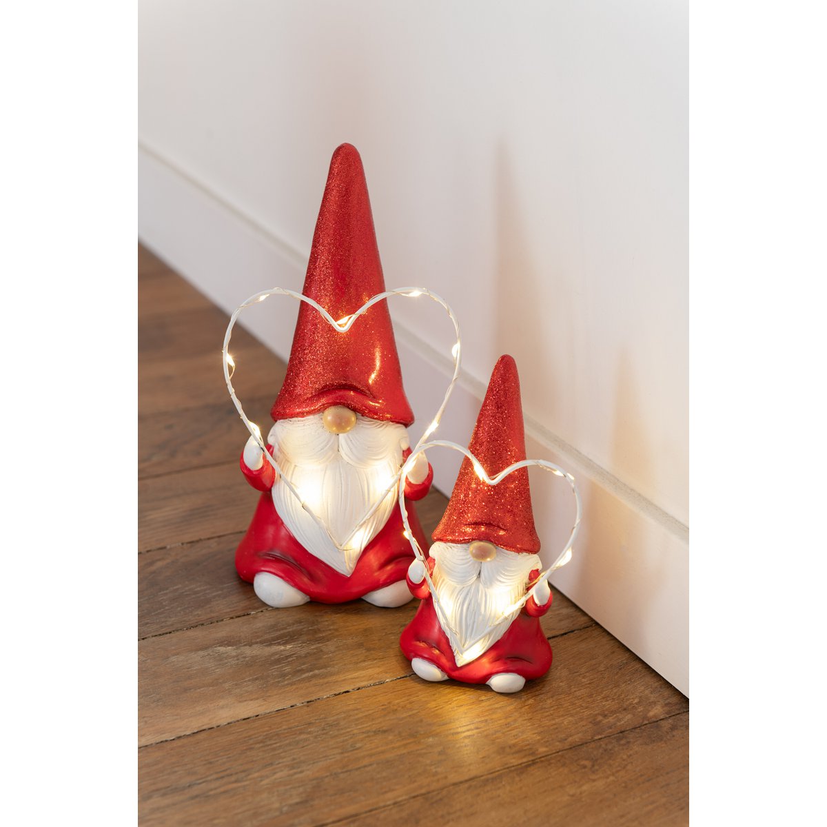 J-Line - Decoratief kerstfiguur 'Kerstman' (Maat L, LED, Wit/Rood)