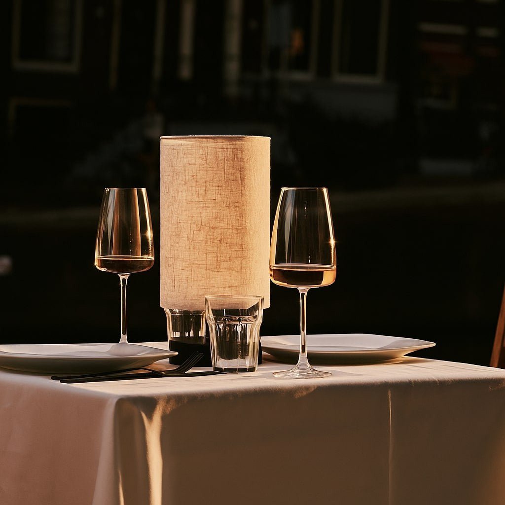 Tavellio-Amsterdam - Ben zwart houten tafellamp - Oplaadbaar en dimbaar