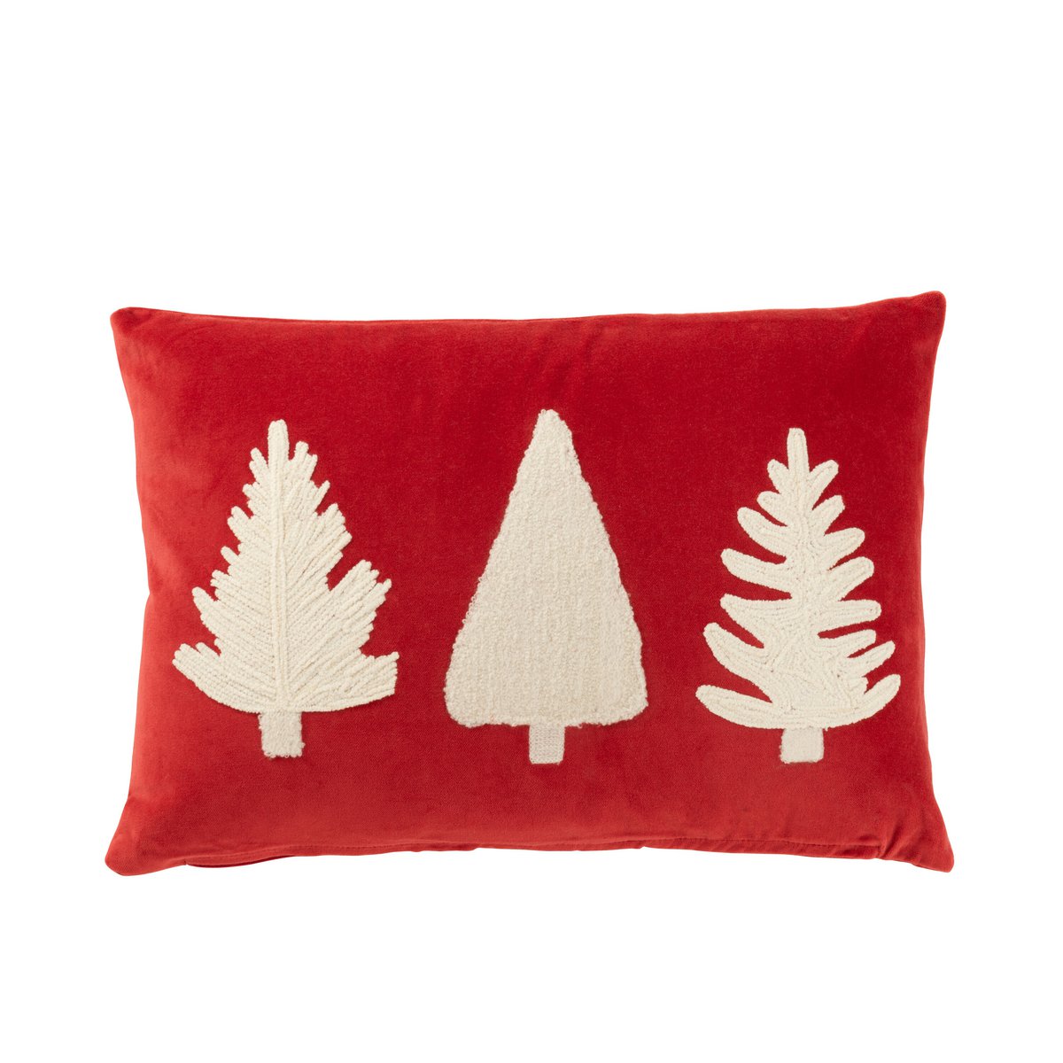 J-Line - Sierkussen 'Kerstbomen' (45cm x 30cm, Rood/Wit)