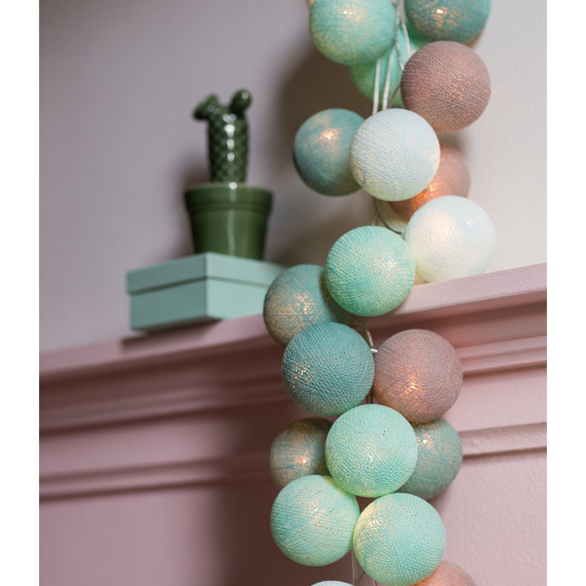 Cotton Ball Lights - Indoor regular Lichtslinger - Mint - 20 cotton balls