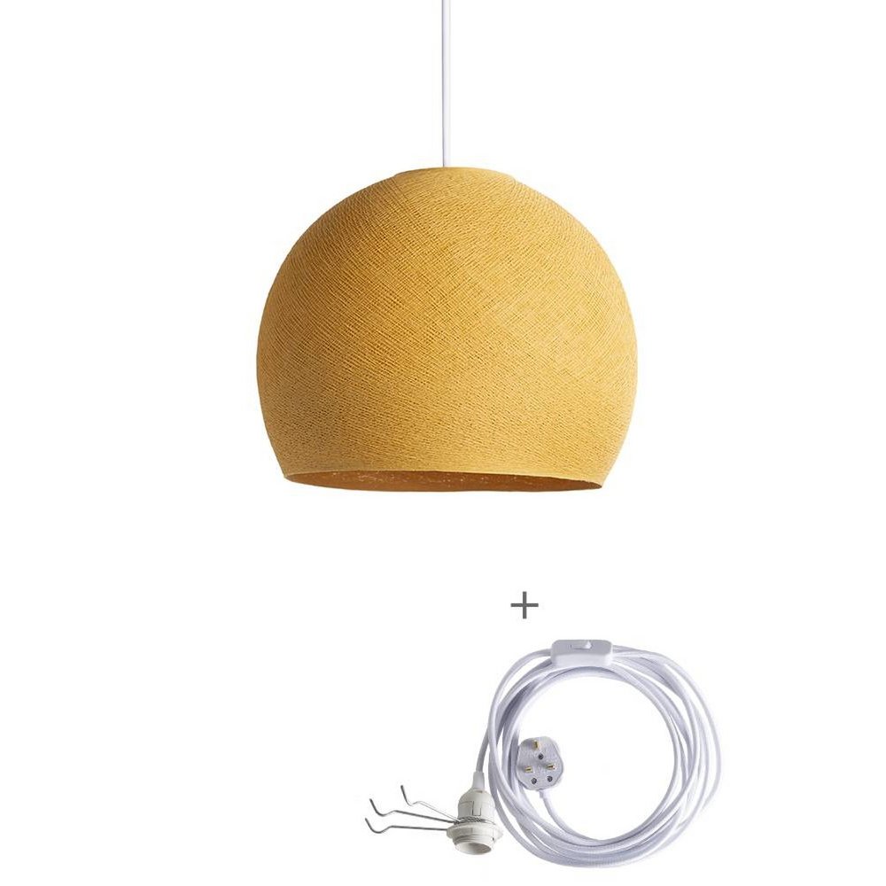 Cotton Ball Lights - Wandering Lamp Driekwart - Mustard - 41 cm (XL)